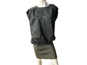 Vintage 70's 80's metallic gold & black lurex dress M