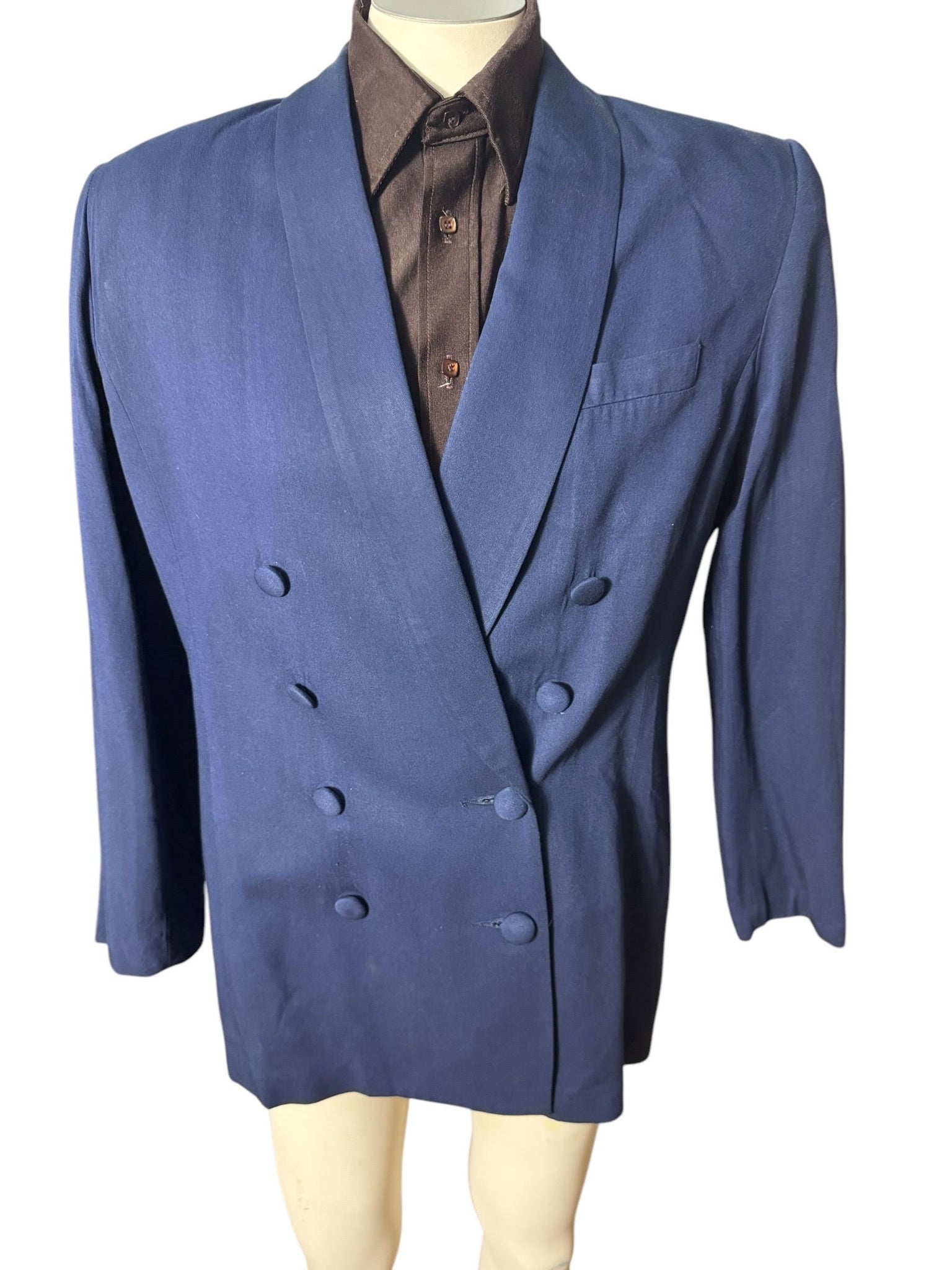 Vintage 80's blue suit jacket 40 rayon