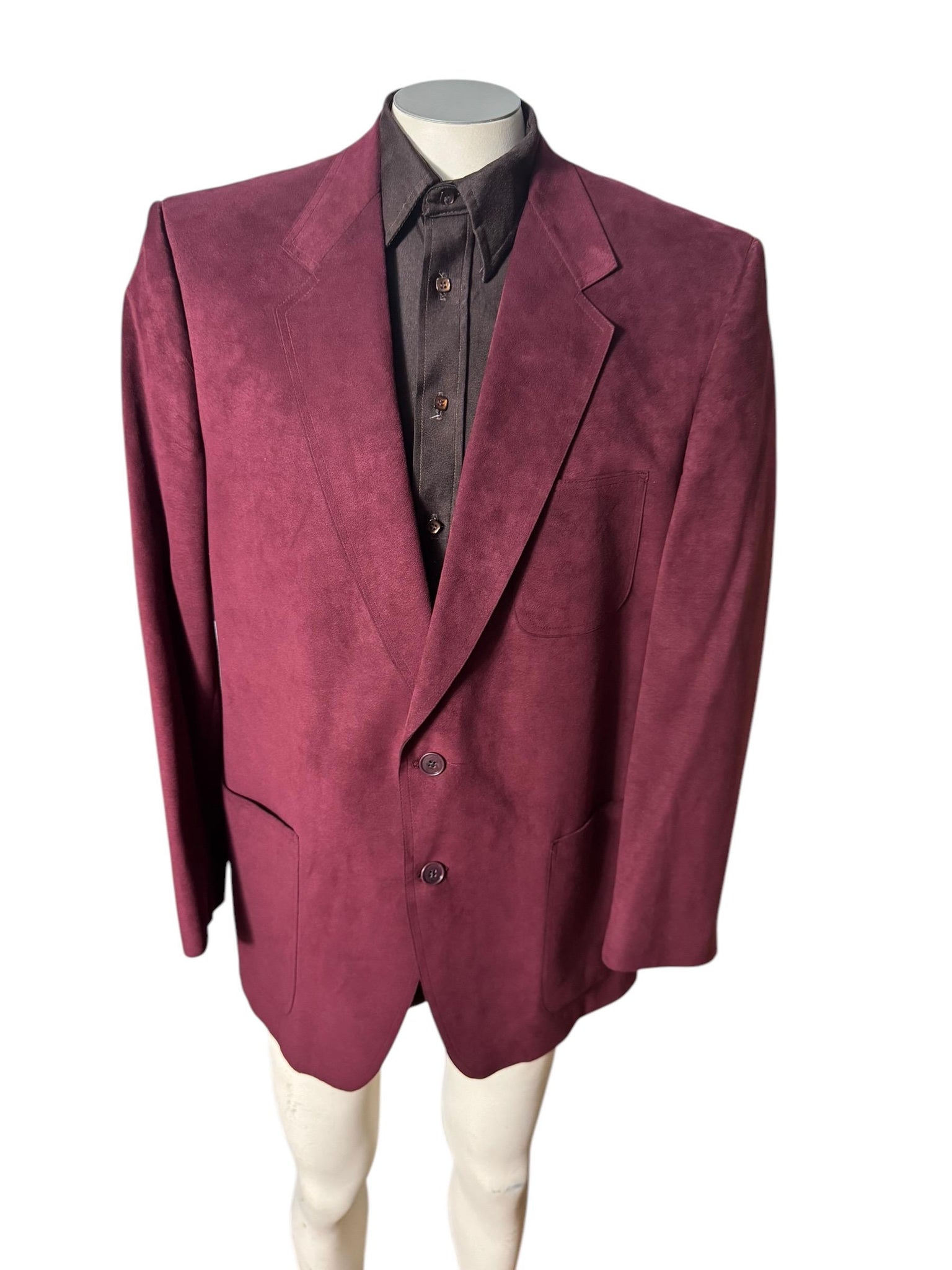 Vintage maroon ultra suede men's suit jacket 44