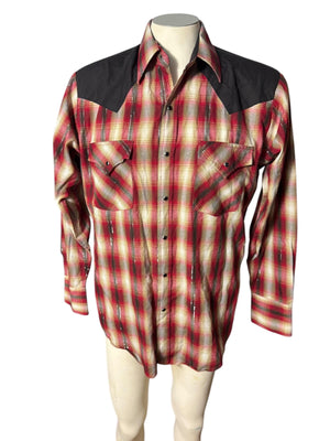 Vintage Plains metallic plaid western shirt M