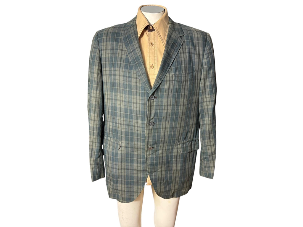 Vintage 60's green plaid men's suit jacket 42 long