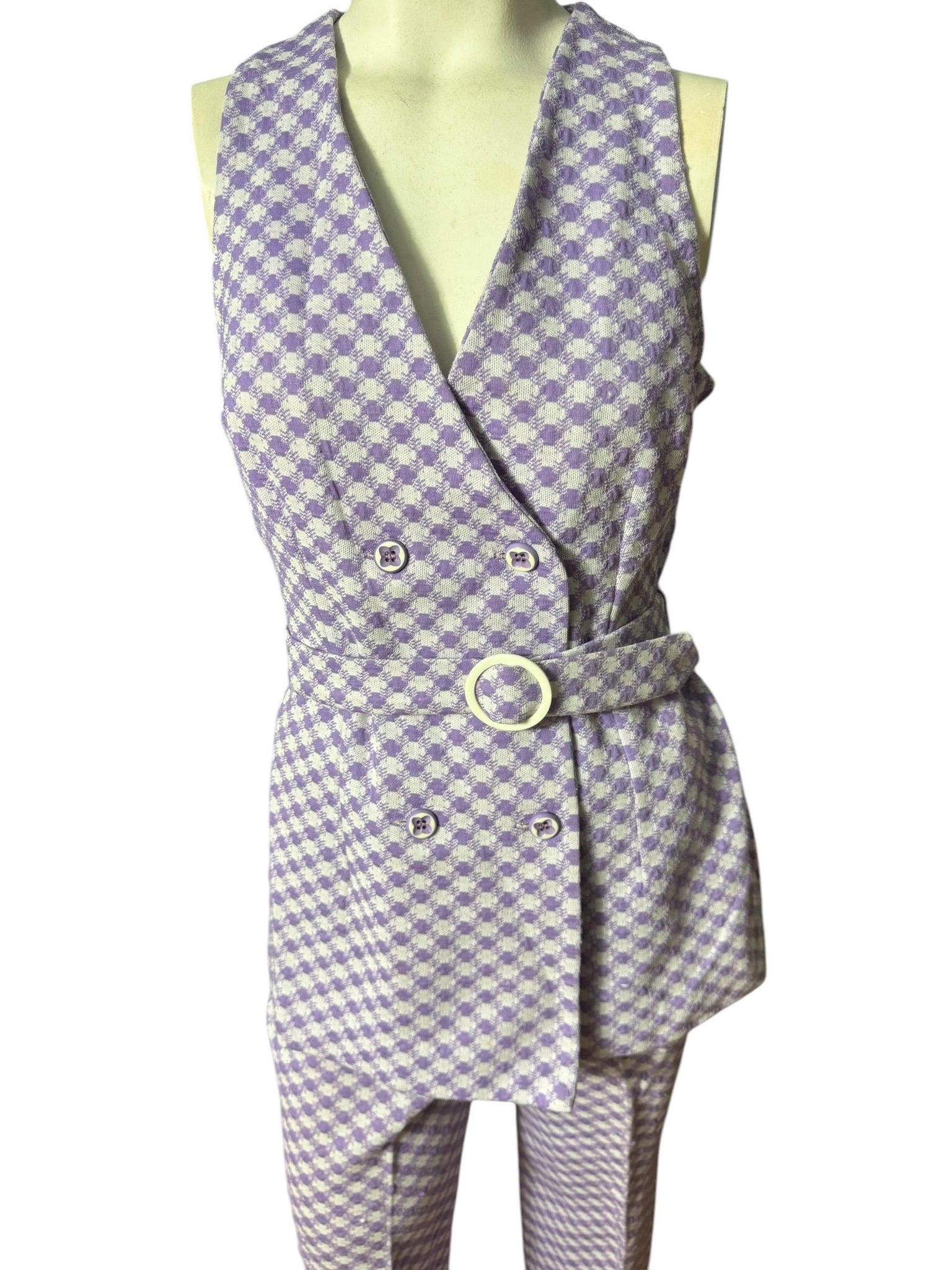 Vintage 70's purple check jantzen suit M