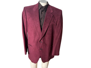 Vintage maroon ultra suede men's suit jacket 44