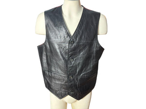 Vintage men's black leather vest XL Pelle Studio