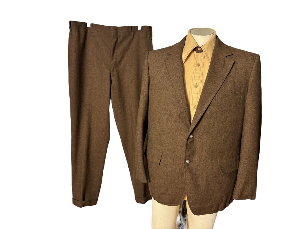 Vintage 70's brown men's suit 42 2pc