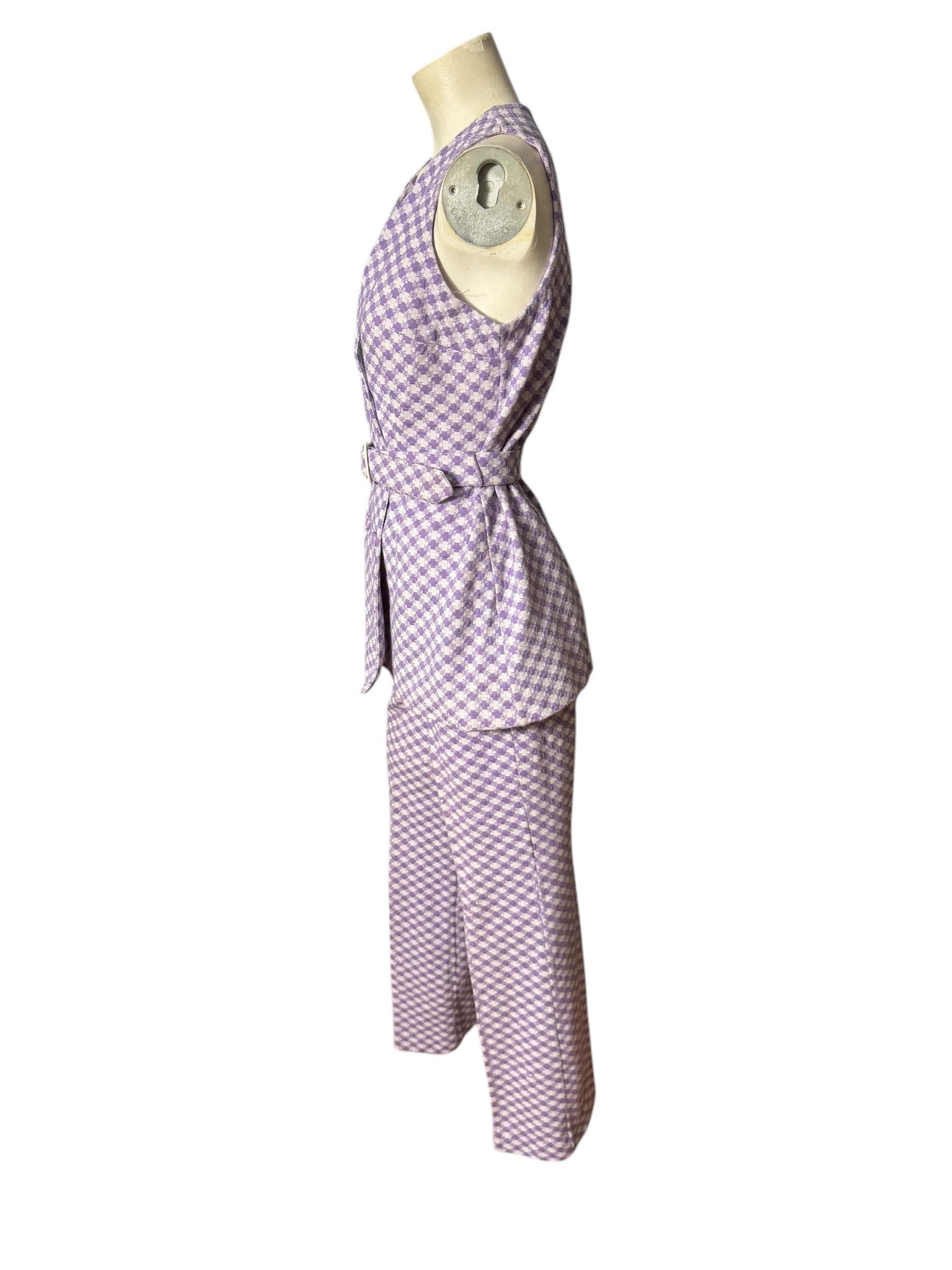 Vintage 70's purple check jantzen suit M