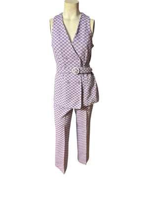 Vintage 70's purple check jantzen suit M