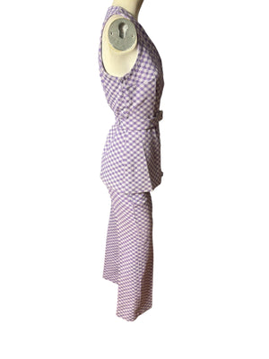 Vintage 70's purple check jantzen suit M