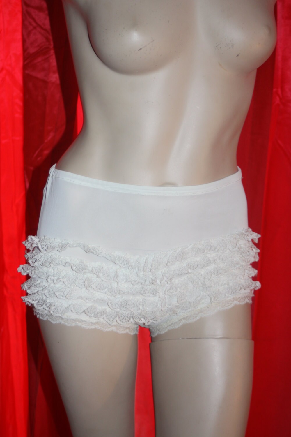 Vintage 50's High Waist White Sissy Lace Panties S