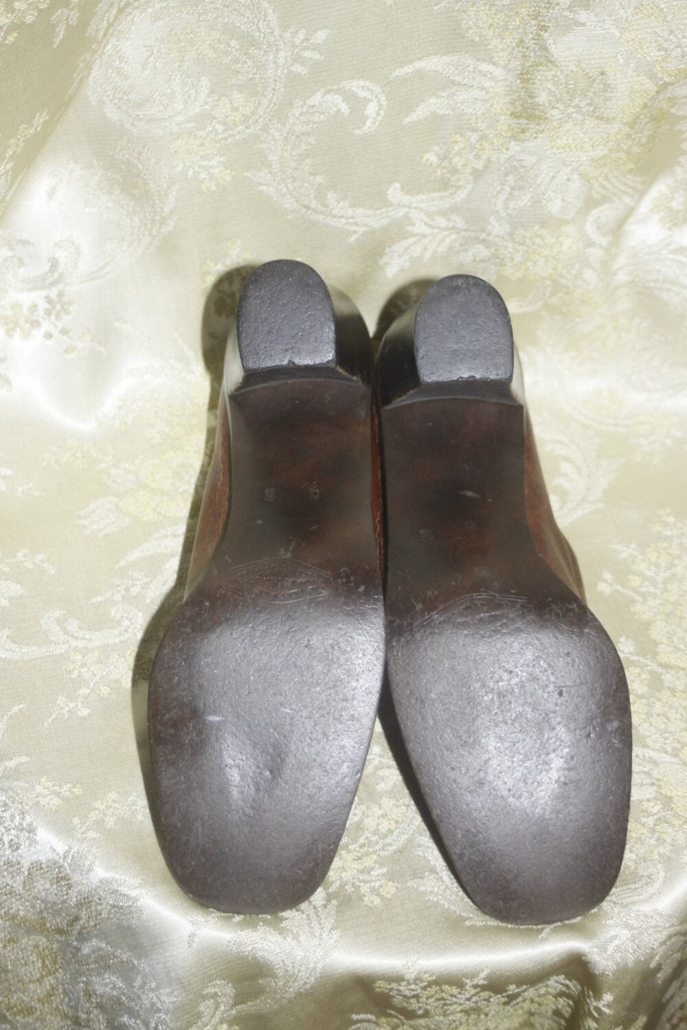 Vintage Brown 1970's Stacked Heels Shoes 6 N