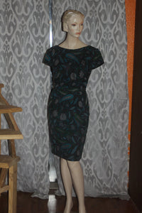 Vintage 1950's Paisley fitted Cocktail Party Dress S