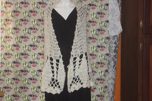 Vintage Sally Gee Off White Crochet Shawl