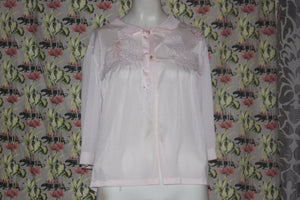 Vintage  Pink Bed Jacket Lace Lingerie L