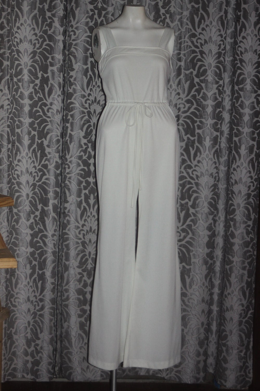 Vintage 70's White Bell Bottom Jumpsuit with Jacket M