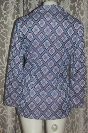 Vintage Mod Blue Plaid 70's Ladies Jacket Coat M 12