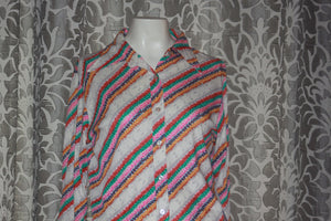 Vintage 70's Eileen Rainbow Disco Shirt L