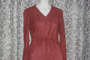 Vintage Jerell Petites 70's Rust fitted Terry Cloth Dress S