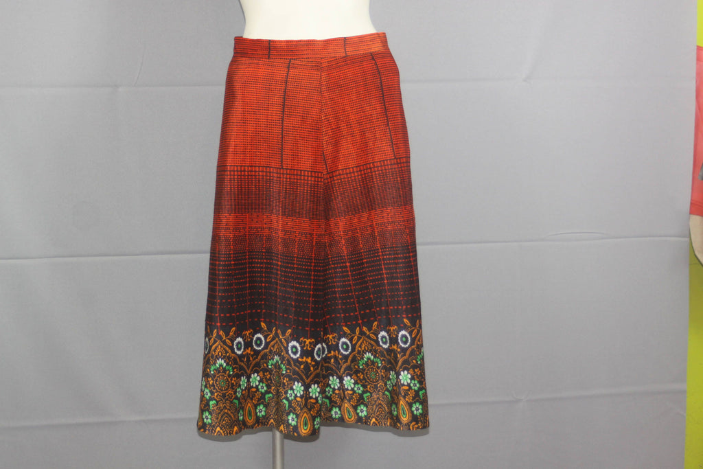 Vintage 1970's Red Flower Skirt M