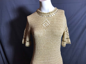 Vintage Gold handmade crochet dress S /M