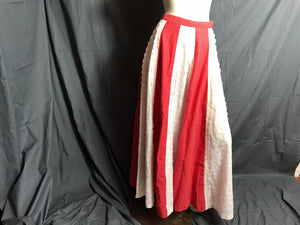 Vintage Long Red and White Patchwork Skirt S