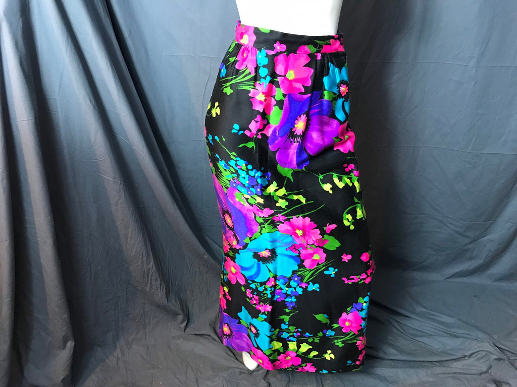 Vintage 1970's 80's Personal Long Bold Floral Skirt S
