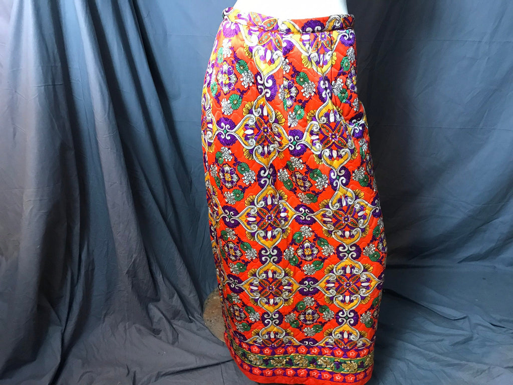 Vintage 1970's Quilted Long Skirt M