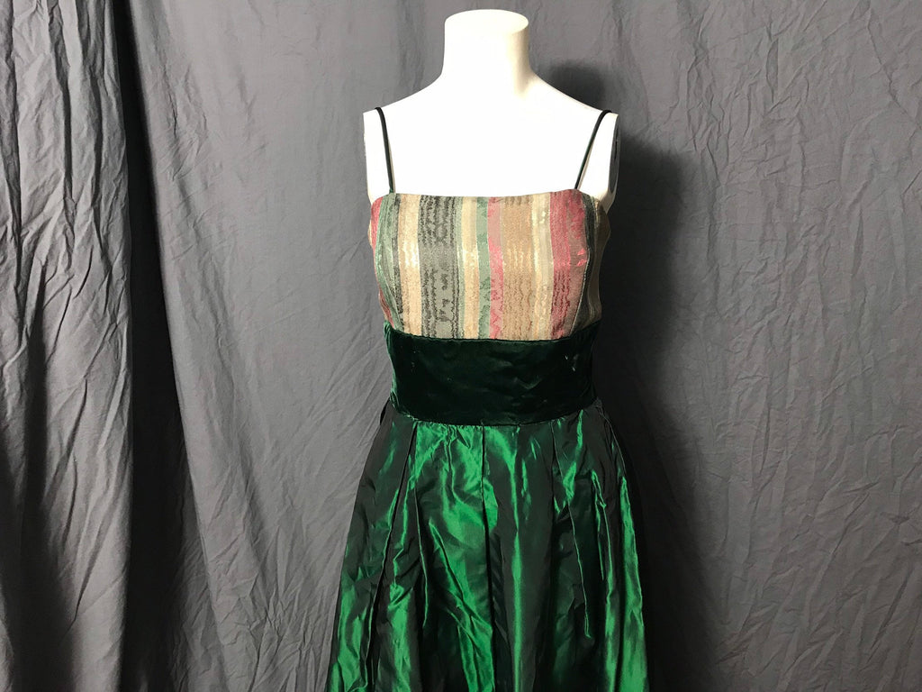 Vintage 1960’s 70’s brocade long taffeta party dress S