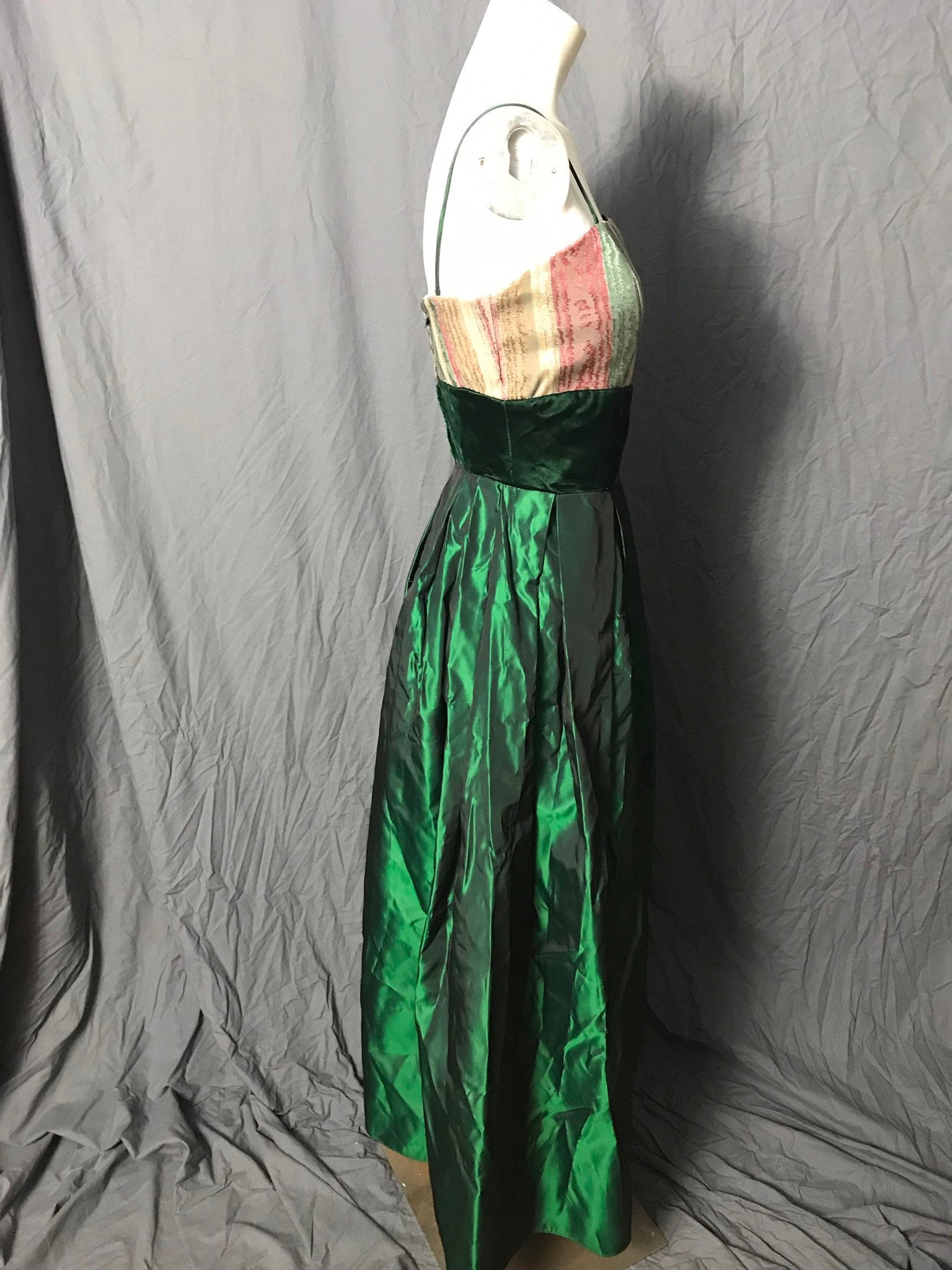 Vintage 1960’s 70’s brocade long taffeta party dress S