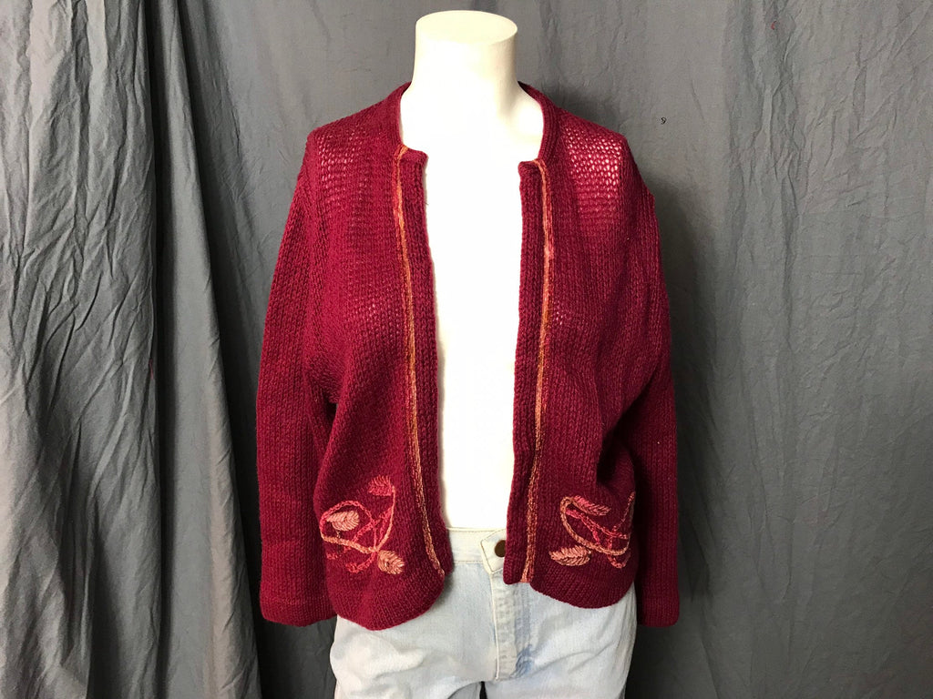 Vintage 1950’s maroon cardigan sweater M