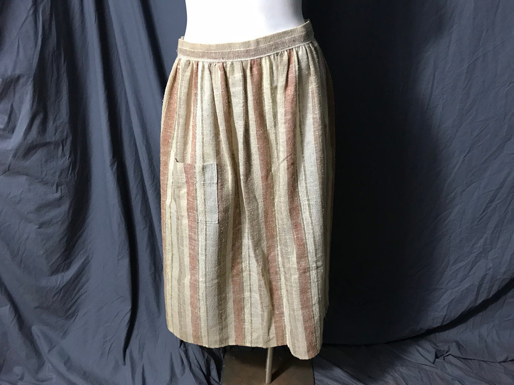 Vintage woven striped skirt w/ lg pocket M