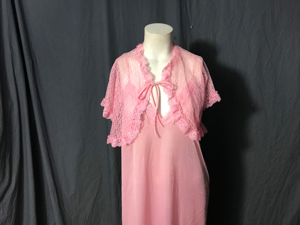 Vintage pink 1980’s nightgown lace top set L