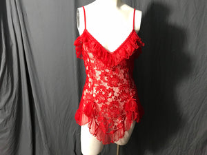 Vintage red lace lingerie top L Seductive Wear