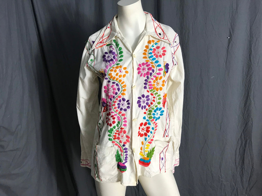Vintage 70’s embroidered Mexican shirt M/L