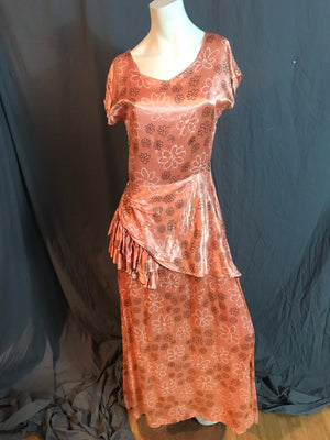 Vintage 1940’s long peplum dress M L