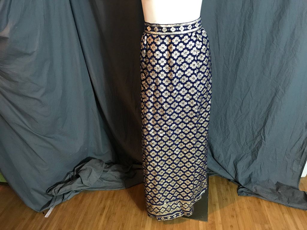 Vintage 1960’s Tina Leser blue and gold long skirt xs