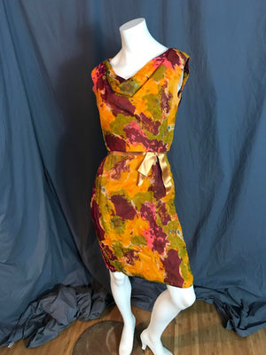 Vintage 1960’s rayon fitted party dress M L
