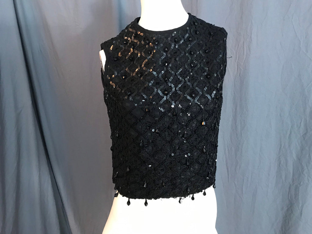 Vintage 1960’s A la Mode black sequin and beaded sleeveless top 8