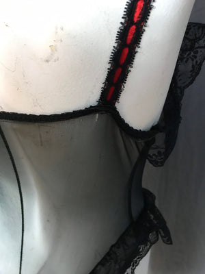 Vintage Sears 1980’s black & red lace teddy XS lingerie