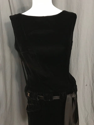 Vintage 1960’s Alfred Werber black velvet dropwaist dress S