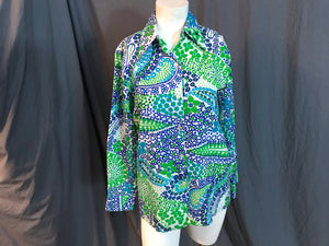 Vintage 1970’s Jonkenny vibrant blouse shirt L