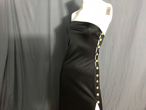 Vintage 1970’s Funky black strapless side button up dress M