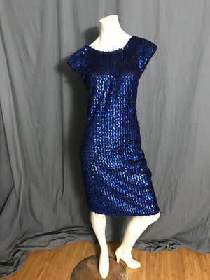 Vintage 1980’s stretch blue sequin dress 7/8 M
