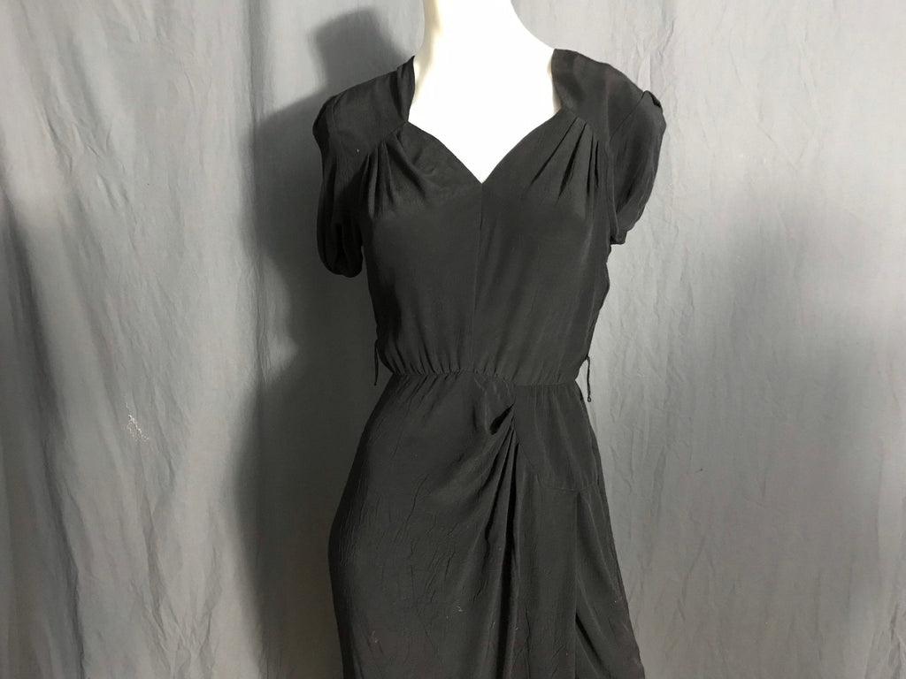 Vintage Phoebe Petites black 1940’s style rayon dress S