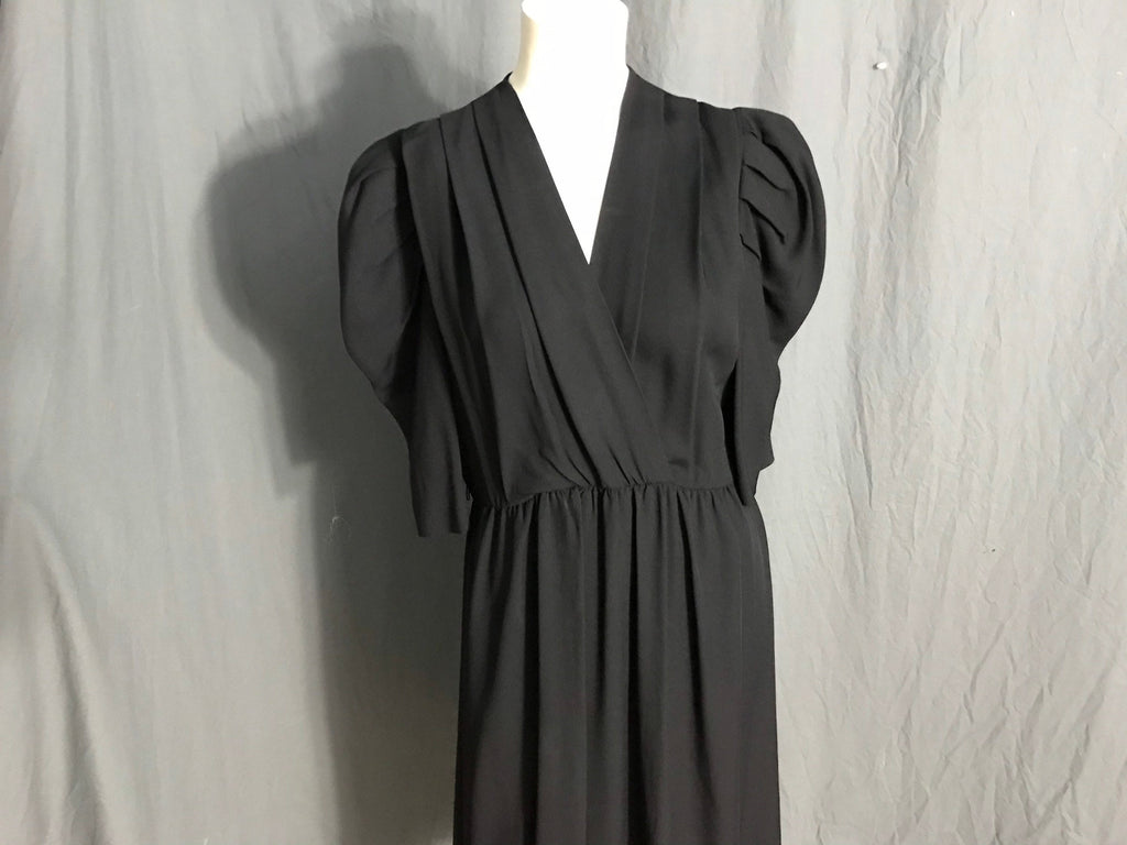 Vintage 70’s 80’s Haberdasher black rayon dress 7 M