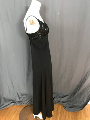 Vintage 1970’s black sequin maxi dress S XS