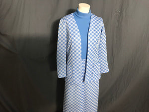 Vintage 1970’s long blue check dress with jacket M