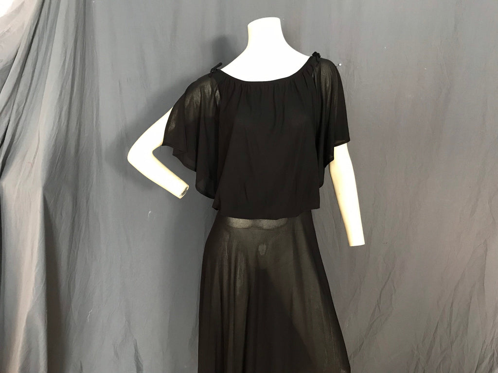 Vintage 1970’s Sue Brett black sheer dress M
