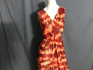Vintage 1970’s mod pattern orange maxi dress M