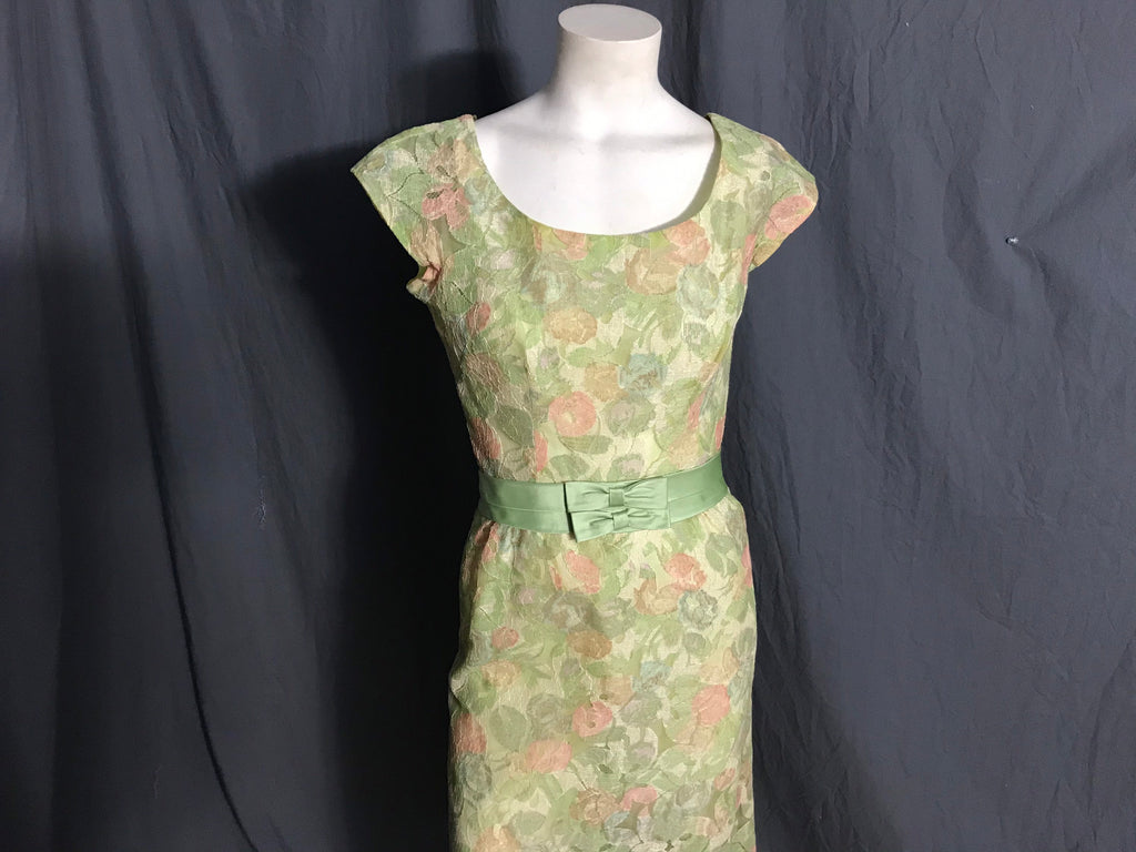 Vintage 1950’s Paul Parnes Parnet green lace dress S