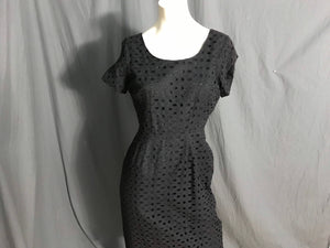 Vintage 1950’s Ricci of Dallas black eyelet fitted dress M